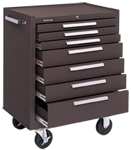 7-Drawer Roller Cabinet w/ball bearing Dwr slides - 35'' x 18'' x 27'' Brown - Benchmark Tooling