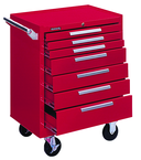 7-Drawer Roller Cabinet w/ball bearing Dwr slides - 35'' x 18'' x 27'' Red - Benchmark Tooling