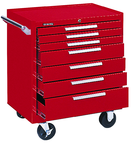 7-Drawer Roller Cabinet w/ball bearing Dwr slides - 35'' x 20'' x 29'' Red - Benchmark Tooling