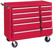 310X 10-Drawer Maintenance Cart - 35'' x 18'' x 39.38'' Red - Benchmark Tooling