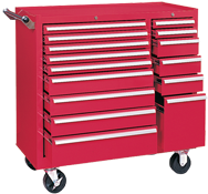 315X 15-Drawer Maintenance Cart - 35'' x 18'' x 39.38'' Red - Benchmark Tooling