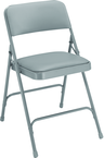 Upholstered Folding Chair - Double Hinges, Double Contoured Back, 2 U-Shaped Riveted Cross Braces, Non-marring Glides; V-Tip Stability Caps; Upholstered 19-mil Vinyl Wrapped Over 1¼" Foam - Benchmark Tooling
