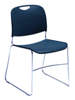 HI-Tech Stack Chair --11 mm Steel Rod Chrome Plated Frame Injection Molded Textured Plastic Non-fading Seat/Back - Navy - Benchmark Tooling