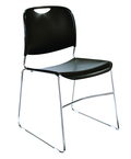 HI-Tech Stack Chair --11 mm Steel Rod Chrome Plated Frame Injection Molded Textured Plastic Non-fading Seat/Back - Black - Benchmark Tooling