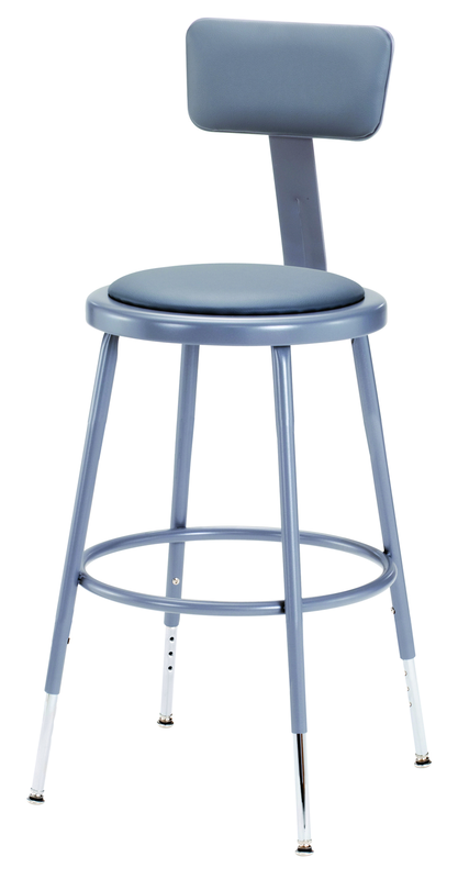 19" - 27" Adjustable Padded Stool With Padded Backrest - Benchmark Tooling