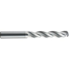 15.8 mm Dia. × 16 mm Shank × 83 mm Flute Length × 133 mm OAL, 5xD, 124°, Uncoated, 3 Flute, External, Round Solid Carbide Drill - Exact Industrial Supply