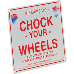 Aluminum Enamel Wheel Chock Sign 9.75″ - Exact Industrial Supply