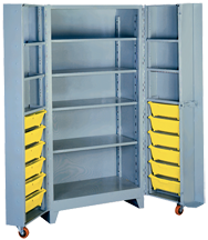 38 x 28 x 76'' (12 Bins Included) - Bin Storage Cabinet - Benchmark Tooling