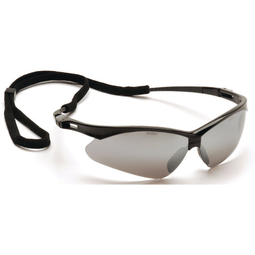 Safety Glasses - Black Frame, Silver Mirror Lens - Benchmark Tooling