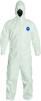 Tyvek® White Zip Up Coveralls w/ Attached Hood & Elastic Wrists - Medium (case of 25) - Benchmark Tooling