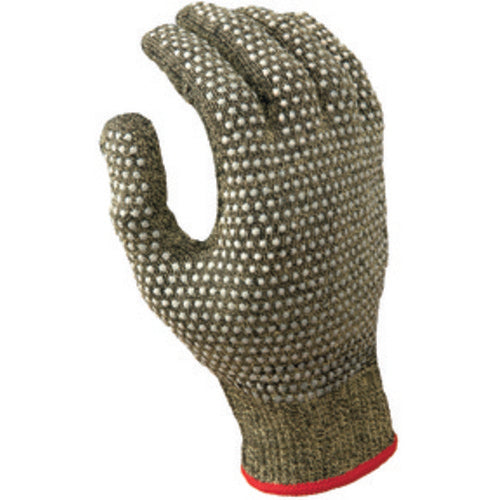 Cut resistant 13-gauge PVC dotted on both sides seamless knit Kevlar w/Stainless Steel yellow w/black coating ANSI CUT LEVEL 4/medium - Benchmark Tooling