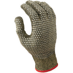 Cut resistant 13-gauge PVC dotted on both sides seamless knit Kevlar w/Stainless Steel yellow w/black coating ANSI CUT LEVEL 4/medium - Benchmark Tooling