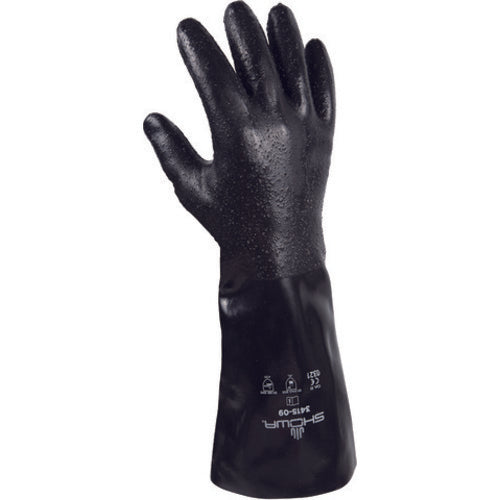 Chemical resistant neoprene fully coated 14″ gauntlet/rough finish seamless liner navy /large - Benchmark Tooling
