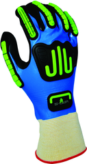 General purpose full nitrile blue undercoating w/black foamed palm coating w/impact resistant bumper guards, 13 gauge, seamless knitted liner/XL - Benchmark Tooling