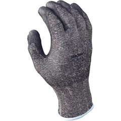 13- gauge engineered cut resistant fiber w/polyurethane palm coating HPPE black with gray coating textured finish ANSI CUT LEVEL 2/medium - Benchmark Tooling