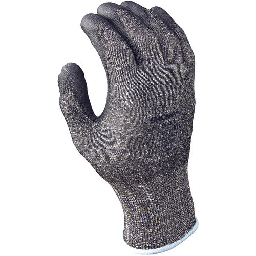 13- gauge engineered cut resistant fiber w/polyurethane palm coating HPPE black with gray coating textured finish ANSI CUT LEVEL 2/small - Benchmark Tooling