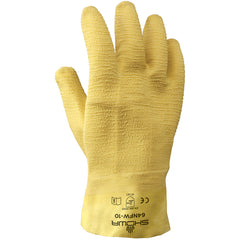 General purpose natural rubber fully-coated 10″ gauntlet cuff yellow wrinkle-finish/large - Benchmark Tooling