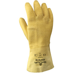 General purpose natural rubber fully-coated 12″ gauntlet cuff yellow wrinkle-finish/large - Benchmark Tooling