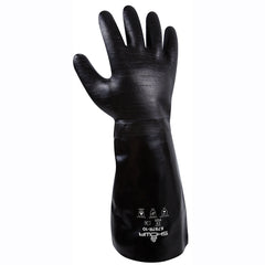 Chemical resistant neoprene fully coated heavyweight elbow length gauntlet black rough finish/large - Benchmark Tooling