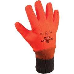 Insulated PVC fully coated vinyl knit wrist wrinkle finish safety orange/large - Benchmark Tooling