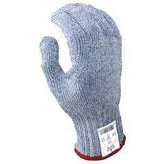 Cut resistant 7-gauge seamless wire free knit HPPE blue/white ambidextrous ANSI CUT LEVEL 5/XS - Benchmark Tooling