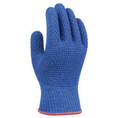 Cut resistant 10-gauge seamless cut-resistant engineered composite yarn PVC dotted both sides enhanced wet grip blue ANSI CUT LEVEL 4/large - Benchmark Tooling