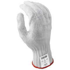 Cut resistant 7-gauge seamless knit engineered fiber w/four strands of stainless steel white ambidextrous ANSI CUT LEVEL 5/S - Benchmark Tooling