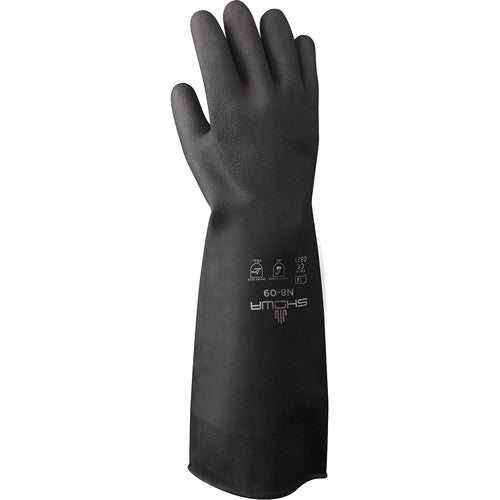 Chemical resistant unsupported neoprene 18″ 30-mil black unlined textured grip rolled cuff/large - Benchmark Tooling