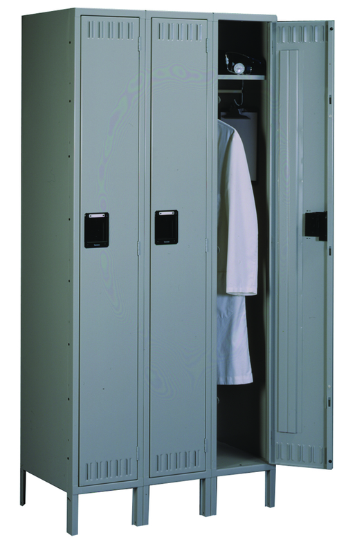 72"W x 18"D x 72"H Sixteen Person Locker (Each opn. To be 12"w x 18"d) with Coat Rod, w/6"Legs, Knocked Down - Benchmark Tooling