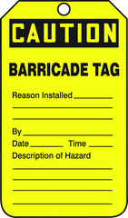 Barricade Tag, Caution Barricade Tag, 25/Pk, Plastic - Benchmark Tooling