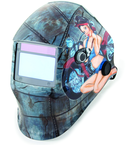 #41295 - Solar Powered Auto Darkening Welding Helment; Motorcycle Pin Up Girl Graphics - Benchmark Tooling
