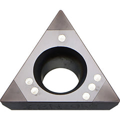 TPGB 222 MET KBN25M, 1/32″ Corner Radius, 1/8″ Thick, 1/4″ Inscribed Circle, MEGACOAT, Triangle, Turning Indexable Insert - Exact Industrial Supply