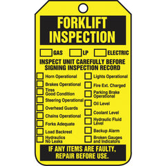 Forklift Tag, Forklift Inspection (Checklist)/Forklift Inspect, 25/Pk, Cardstock - Benchmark Tooling