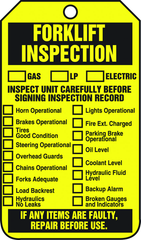 Forklift Tag, Forklift Inspection (Checklist)/Forklift Inspect, 25/Pk, Plastic - Benchmark Tooling