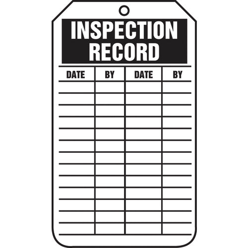 Inspection Record Tag, Inspection Record, 25/Pk, Cardstock - Benchmark Tooling