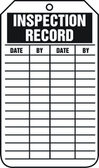 Inspection Record Tag, Inspection Record, 25/Pk, Plastic - Benchmark Tooling