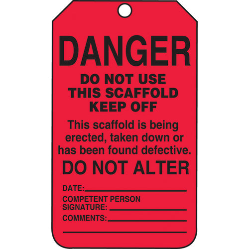 Scaffold Tag, Danger Do Not Use This Scaffold Keep Off, 25/Pk, Cardstock - Benchmark Tooling