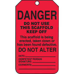 Scaffold Tag, Danger Do Not Use This Scaffold Keep Off, 25/Pk, Cardstock - Benchmark Tooling
