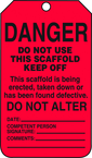 Scaffold Tag, Danger Do Not Use This Scaffold Keep Off, 25/Pk, Plastic - Benchmark Tooling