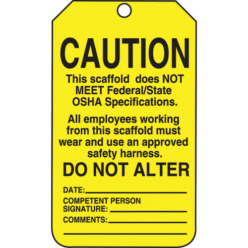 Scaffold Tag, Caution This Scaffold Does Not Meet Federal/Stat, 25/Pk, Cardstock - Benchmark Tooling