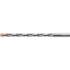 10.2 mm Dia. × 12 mm Shank × 158 mm Flute Length × 206 mm OAL, 12xD, 140°, 2xD Flute, Coolant Thru, DIN 6535 HA, Round Solid Carbide Drill - Benchmark Tooling