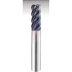 3/16″ × 3/16″ × 5/16″ × 2″ 5 Flute 0.0300″ C/R Carbide End Mill-Plain Shank - Y-Coating - Exact Industrial Supply