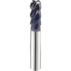1/2″ × 1/2″ × 1 5/8″ × 4″ 4 Flute 0.0600'' C/R Carbide End Mill-Plain Shank - Y-Coating - Exact Industrial Supply