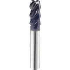 3/4″ × 3/4″ × 2 1/4″ × 5″ 4 Flute 0.1250″ C/R Carbide End Mill-Plain Shank - Y-Coating - Exact Industrial Supply