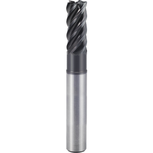 1/2″ × 1/2″ × 5/8″ × 6″ 5 Flute 0.1250″ C/R Carbide End Mill-Plain Shank - Y-Coating - Exact Industrial Supply