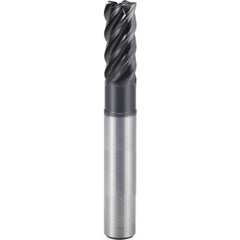 1/4″ × 1/4″ × 3/8″ × 4″ 5 Flute 0.0300″ C/R Carbide End Mill-Plain Shank - Y-Coating - Exact Industrial Supply