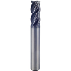 1/2″ × 1/2″ × 1 5/8″ × 4″ 4 Flute 0.0150″ C/R Carbide End Mill-Plain Shank - Y-Coating - Exact Industrial Supply
