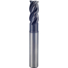 3/16″ × 3/16″ × 7/32″ × 3″ 4 Flute 0.0300″ C/R Carbide End Mill-Plain Shank - Y-Coating - Exact Industrial Supply