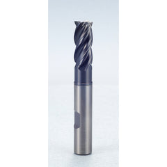1/2″ × 1/2″ × 5/8″ × 5″ 4 Flute 0.0300″ C/R Carbide End Mill-Flat Shank - Y-Coating - Exact Industrial Supply