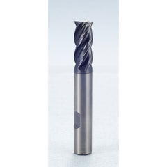 3/4″ × 3/4″ × 3/4″ × 3″ 4 Flute Chamfer Carbide End Mill-Flat Shank - Y-Coating - Exact Industrial Supply